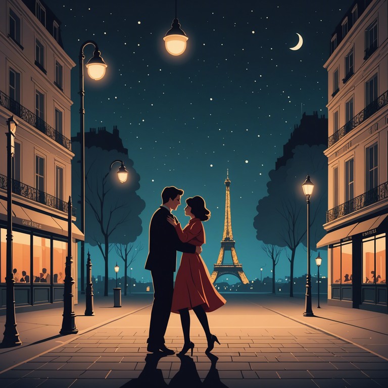 Experience a musical journey evoking a late night stroll through paris, filled with the intoxicating charm of swing rhythms blended with sultry undertones. Imagine the gentle vibrations as they seamlessly weave through the charming streets of the city, capturing the essence of romance and elegance. This composition, featuring a seductive saxophone lead, invites you to a world of sophisticated allure, perfect for a romantic evening.