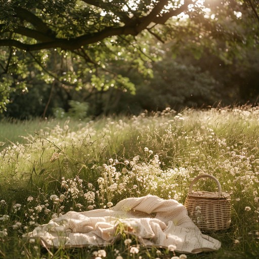 A charming polka melody evoking a warm, sunlit picnic setting, with accordion melodies that drift softly through the air. Picture a green meadow, baskets filled with delicious treats, and carefree conversations among friends. The composition blends traditional polka rhythm with a laid back tempo, creating a peaceful atmosphere perfect for unwinding in nature's embrace.