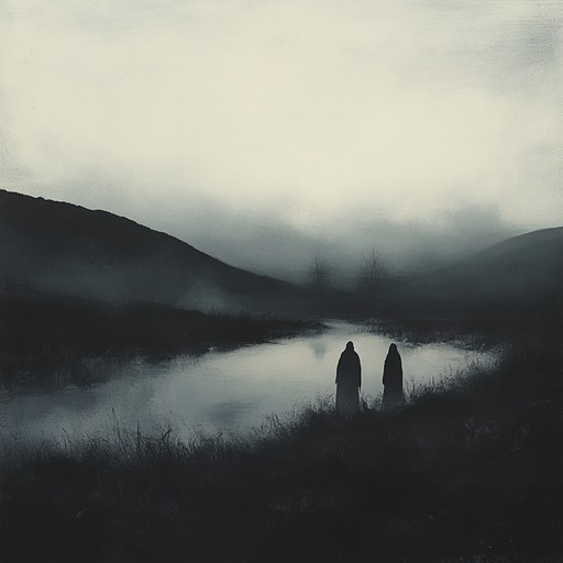 A deeply evocative dark ambient piece, whispers of forgotten memories transports listeners into a realm of desolate landscapes and shadowy corners of the mind. With its melancholic melodies and haunting undertones, this track weaves a tapestry of sound that evokes feelings of loss, sorrow, and nostalgia. The constant drone of the synthesizer, combined with the subtle layering of reverb drenched effects, creates a thick atmosphere that envelops the listener, drawing them deeper into the abyss. Each note, carefully chosen and placed, resonates with emotions that linger in the soul, capturing the essence of forgotten memories that haunt the corners of one's mind.