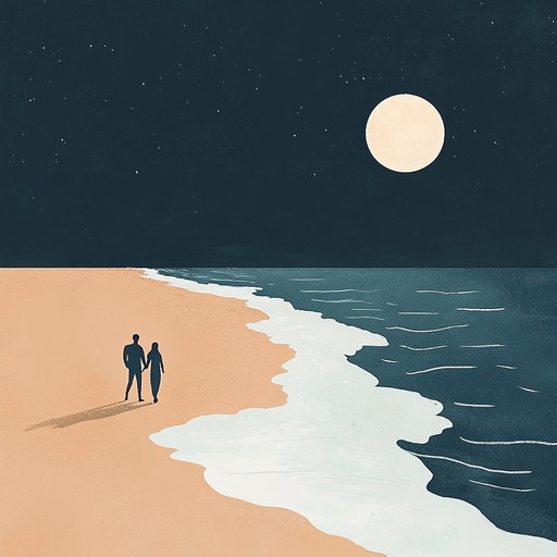 A soothing bossa nova instrumental that paints a picture of a serene evening walk along a moonlit beach, with soft guitar melodies and gentle rhythms that evoke feelings of warmth, nostalgia, and peaceful contentment.