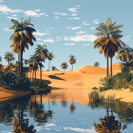 A tranquil piece inspired by the serene beauty of a middle eastern desert oasis, blending gentle oud melodies with soft ambient sounds to evoke a sense of relaxation and spiritual harmony