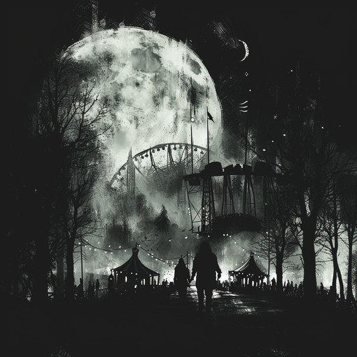 This composition captures the atmosphere of a midnight winter carnival with a dark and eerie twist. Using deep, resonant orchestrations and chilling chimes, it creates an unsettling but mesmerizing soundscape. The listener is transported to a mysterious gathering, with haunting melodies weaving through festive, pulsating rhythms.