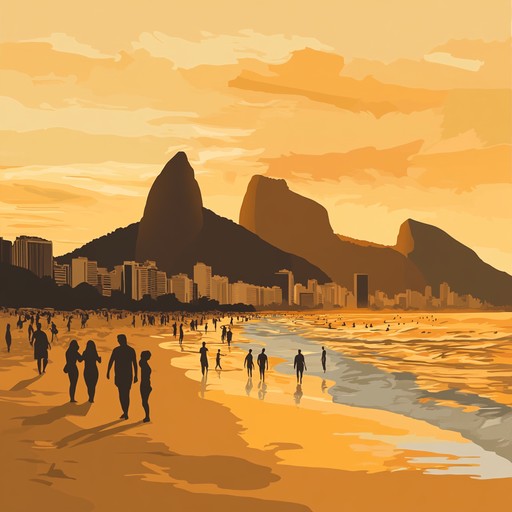 This track evokes lounging on rio's sunlit ipanema beach with a cocktail in hand, blending classic bossanova rhythms with contemporary ambient sounds. The instrumentation promises a smooth, soulful saxophone lead that weaves through airy electronic textures, embodying the bridge between vintage brazilian music and modern chill out lounges. Emphasizing a relaxed dynamic, the piece captures moods of blissful, serene, nostalgic, and joyful emotions, perfect for a reflective or uplifting setting.