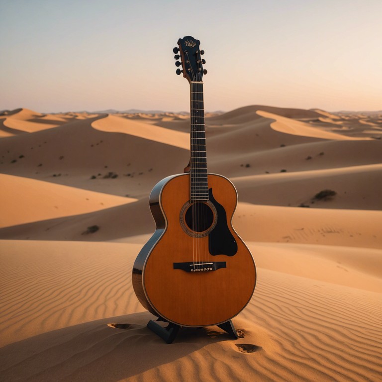 Imagine a gentle breeze across the sands, carrying the soft, intricate sounds of the oud under a vast, starry sky, evoking feelings of peace and wonder.