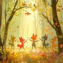 lively and exciting melody featuring forest animals dancing.