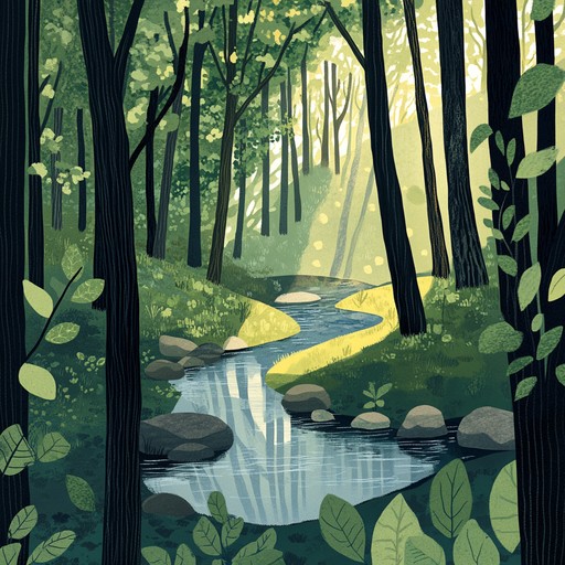 Immerse yourself in a soothing orchestral composition that captures the essence of a tranquil forest. Soft strings intertwine with delicate woodwinds, painting a serene soundscape that evokes the gentle whispers of leaves and the calm flow of a hidden stream. The melody guides you through a journey of inner peace and reflection.