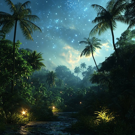 Immerse in a dreamy soundscape combining jungle noises with ethereal synths, creating a unique blend of natural serenity and cosmic exploration. Ideal for meditation or relaxation.