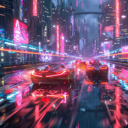 Envision a high speed chase through a neon lit metropolis, where retro arcade sounds merge with modern synthwave, creating an exhilarating auditory journey. Pulsing basslines and soaring synths push the energy levels to the max, evoking the essence of 1980s action movies and video games