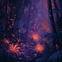 a futuristic soundscape blending tribal drumming and synths.