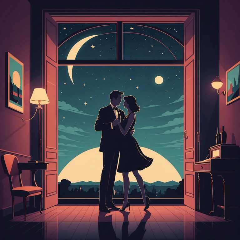 This track combines the intimate allure of a moonlit cabaret evening with a romantic ambiance. Soft piano melodies intertwine with subtle background orchestration, creating a piece that evokes feelings of love and closeness in an intimate, softly lit setting. An ideal backdrop for reflective, quiet conversations or a slow dance in a secluded corner of a cabaret lounge.