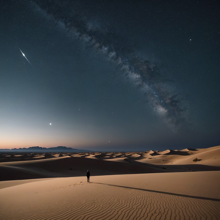 A track that explores the depths of the desert's nighttime mystique, intertwining indigenous instruments with modern sinister tones. This composition captures the eerie silence and sudden bursts of nocturnal life, encapsulating a sense of ancient mysteries hidden beneath the sands.