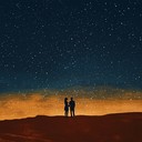 characterize serene romance within a starlit desert setting