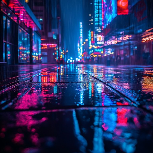 A serene cyberpunk soundscape featuring soothing synthesizers and gentle electronic beats, perfect for unwinding in a neon lit dystopian cityscape. Relax and immerse yourself in the tranquil vibes of a virtual future.