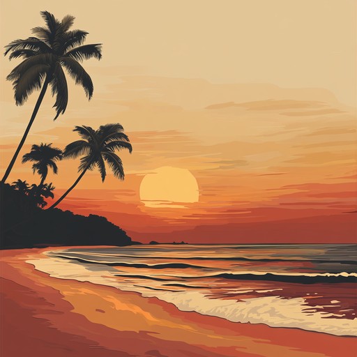 A delicate guitar melody intertwines with a smooth bossa nova rhythm, capturing the essence of a warm, tropical evening, evoking feelings of love and nostalgia as the sun sets over the sea