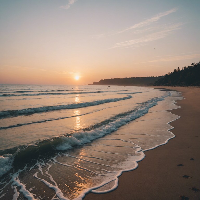 This track encapsulates a serene beach vibe, merging gentle reggaeton beats with the soothing sound of waves crashing softly in the background, creating a peaceful auditory escape. Perfect for relaxation or meditative sessions.