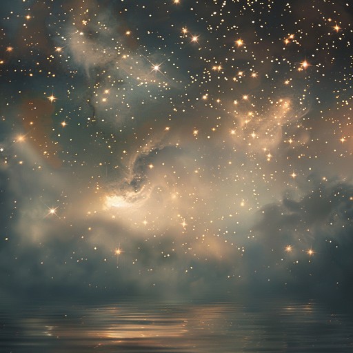 A soft, enchanting tune made with gentle synths and chimes that emulates the twinkling of stars in a serene, otherworldly night sky. The music carries a dreamlike quality transporting listeners to a peaceful, celestial realm