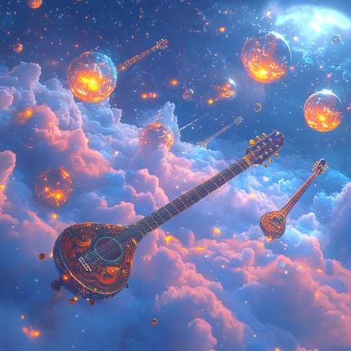 This composition features serene sitar melodies harmonizing with atmospheric psychedelic rock elements, creating a mystic auditory dreamscape. The ethereal guitar effects and soothing rhythms make it a captivating journey for the senses, leading to a tranquil, meditative experience.