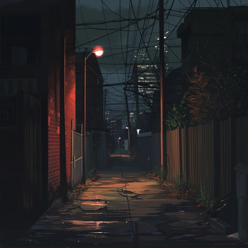 A chilling lofi composition weaving dark urban rhythms with eerie undertones, ideal for creating late night, menacing atmospheres.