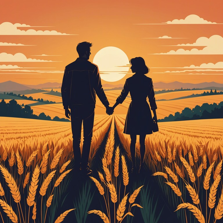 This track features gentle acoustic guitar melodies that evoke feelings of nostalgic romance and peaceful solitude, as if one is watching a stunning sunset on a perfect evening. The music progresses with a mellow rhythm that embraces the classic americana style, adorned with subtle instrumental flourishes that enhance the sentimental journey.