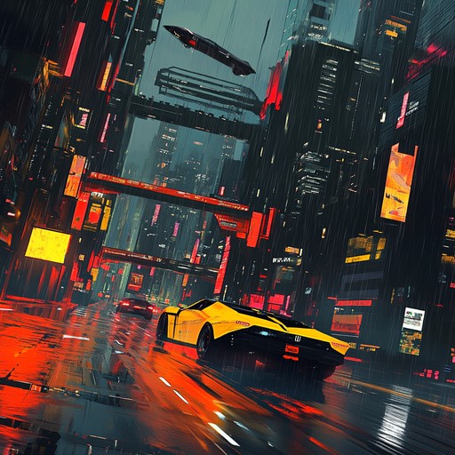 Imagine a soundtrack that fuels the adrenaline of a dark, relentless urban chase scene. This version intensifies the gritty elements and the synth's aggressive distortions to match the chaos of the city at night.