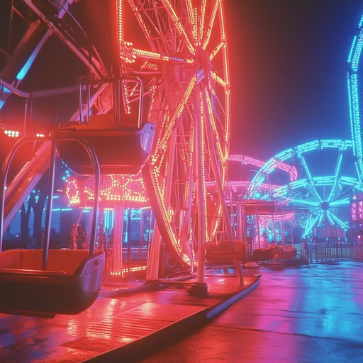 Imagine wandering through a neon lit carnival where every corner holds a surprise. With peppy electronic synths and rhythmic beats, this track brings a mix of the unexpected and the delightful. It's a journey through a fantastical world, combining quirky elements with the smoothness of new wave, perfect for those looking for a whimsical escape.