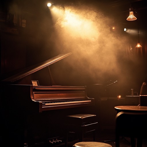 A soothing yet eerie instrumental cabaret piece that combines gentle piano melodies with subtle accordion harmonies, evoking the ambiance of a dimly lit, mysterious cabaret at midnight.