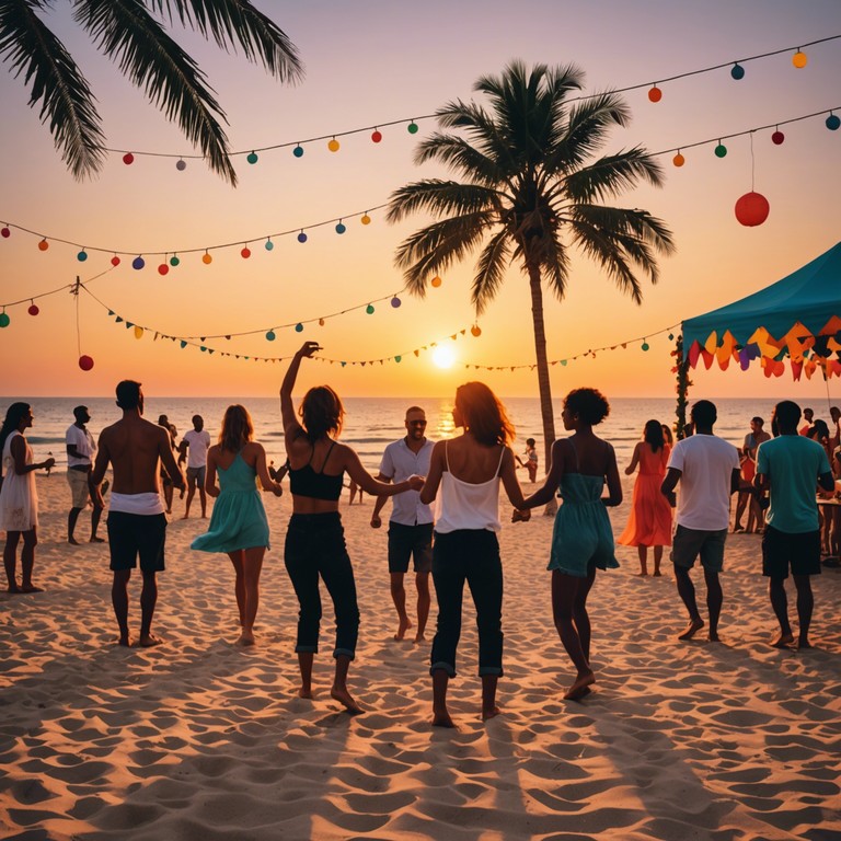 This instrumental track transports listeners straight to a sunny beach party, where the sound of waves complements a lively melody played on steel drums. The arrangement captures the essence of joy and playfulness, enhanced by a mixture of traditional caribbean rhythms and a modern lively tempo.