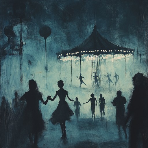 Imagine an eerie carnival at twilight with ghostly shadows dancing to the rhythm of a samba. The unsettling combination of brazilian percussion and haunting melodies evokes a sense of supernatural festivities. Wailing strings and sinister brass accentuate the suspenseful environment, creating a deeply suspenseful and spine chilling experience.