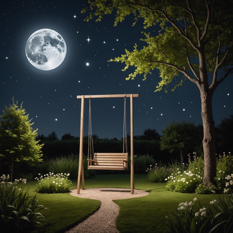 This tranquil swing composition marries the gentle rhythms of classic swing with ethereal, calming vibes, perfect for midnight reflections or winding down after a bustling day. A seamless blend of melody and tranquility that invites the listener into a serene, starlit scape where rhythm swings softly beneath a celestial canopy.