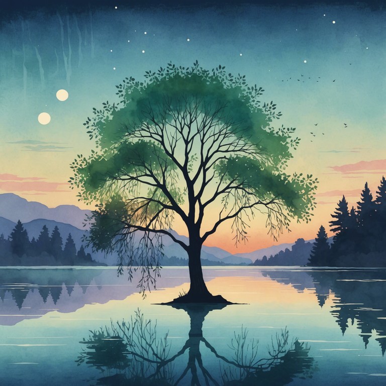 A tranquil folk melody that captures the essence of a peaceful evening by a willow tree. The music flows softly, evoking a sense of reflection and serenity, like a quiet conversation with nature.