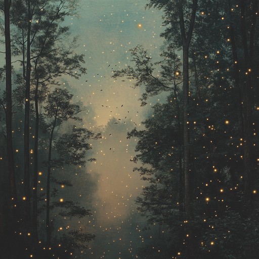 A hauntingly beautiful soundscape with ethereal strings and cinematic textures, painting an enigmatic twilight setting where mystery and elegance intertwine seamlessly. Think of a mysterious forest at dusk, illuminated by the soft glow of fireflies. The orchestration evolves to portray a sense of wonder and a subtle underlying tension.