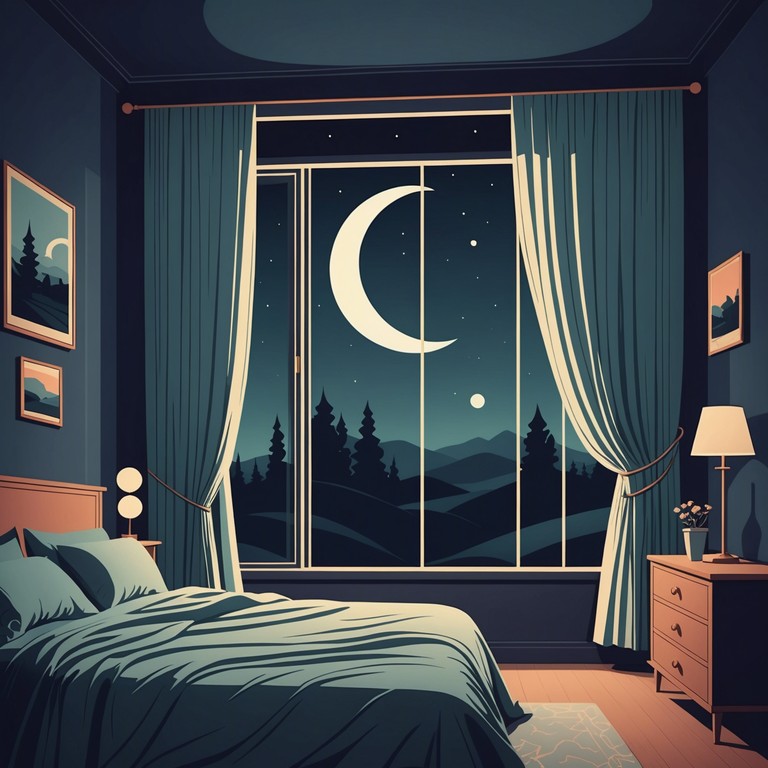 This composition features a delicately orchestrated track that envelops the listener in a soft, dream like state, perfect for winding down in a serene bedroom setting. The music slowly builds a cocoon of peace, layering feather light melodic lines that mimic the tranquility of the night.