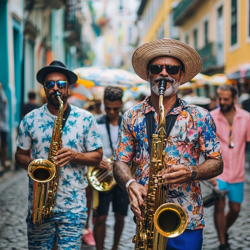 An instrumental track that blends the infectious rhythms of samba with groovy funk basslines, capturing the lively atmosphere of a brazilian city.