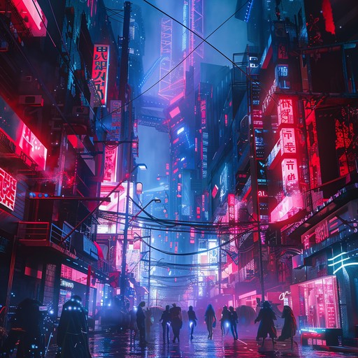 Immerse yourself in the neon-lit streets of a futuristic tokyo, where the pulsating beats of underground raves echo through the city's dark alleys and towering skyscrapers. This adrenaline-pumping techno track features razor-sharp synths, relentless percussive elements, and haunting robotic vocals, creating an atmosphere that blurs the line between man and machine.