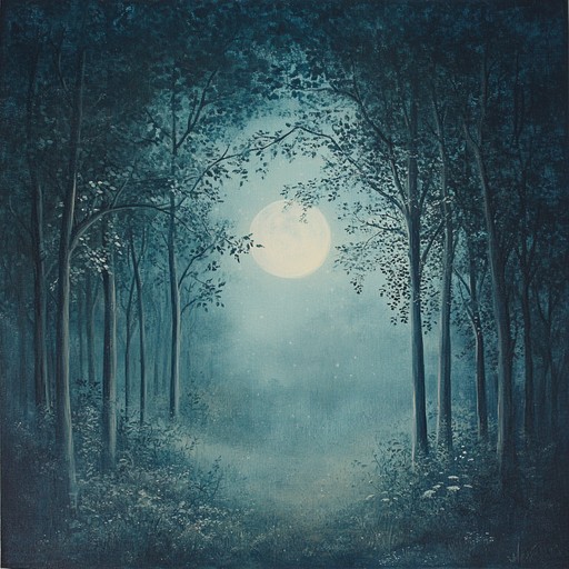 Imagine an ancient forest under the moonlight, where every dulcimer note resonates with the haunting beauty of shadows and light, evoking an intricate dance between the darkness and the enchanting wonders hidden within