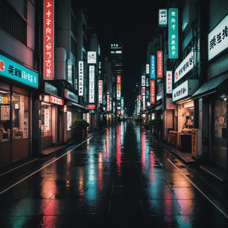 Imagine wandering through tokyo's vibrant shibuya crossing as neon lights reflect off the rain drenched streets, with an upbeat melody driven by the bright tones of a synthesizer encapsulating the city's electric nighttime energy.