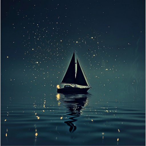 Imagine a serene journey across a moonlit ocean, where the waves gently lap against a calm expanse, reflecting starlight. Soft synthesizers create a floating ambient soundscape, accompanied by a subtle rhythmic pulse that invokes a feeling of tranquil motion.