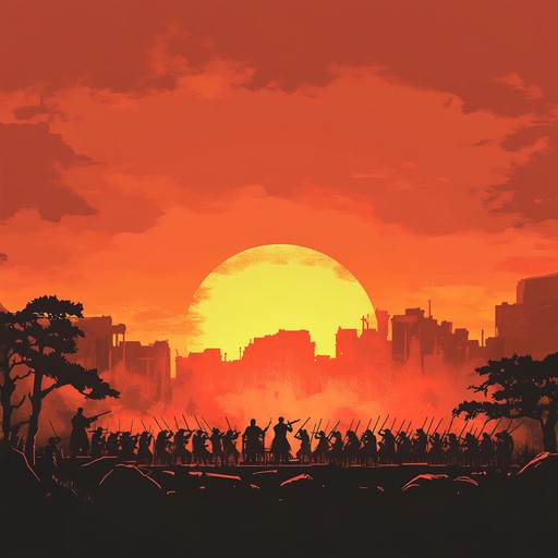 This powerhouse symphonic composition captures the intensity of a grand battle scene with soaring strings, thunderous percussion, and heroic brass. The music builds momentum, invoking images of warriors charging into battle, filled with determination and strength. Suitable for action sequences or motivational moments, this dynamic piece is designed to inspire and energize.