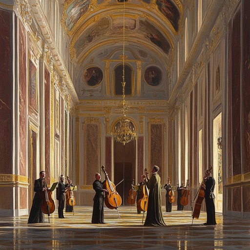 This splendid composition reimagines the grandeur of a triumphant victory in a royal court, blending intricate harpsichord melodies with lush string sections for a celebratory atmosphere.