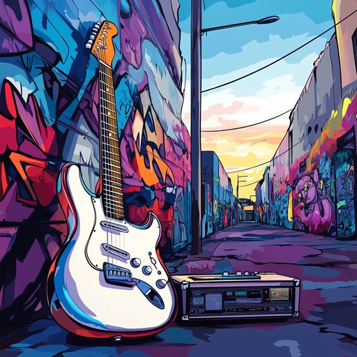 An instrumental track that blends aggressive metal guitar riffs with groovy hip hop rhythms, creating an energetic and dynamic soundscape that bridges genres.