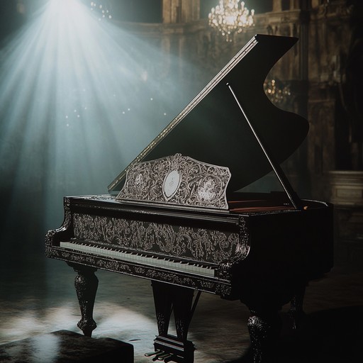 A majestic instrumental dark cabaret piece capturing triumph from darkness, featuring dramatic piano and rich orchestration, evoking empowerment and victory in a gothic atmosphere.