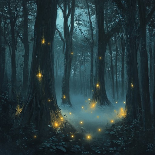 A captivating orchestral piece that transports listeners into a mystical forest filled with ancient trees, whispering winds, and magical creatures. The music weaves together lush strings, haunting woodwinds, and celestial harp to create an atmosphere of wonder and enchantment.