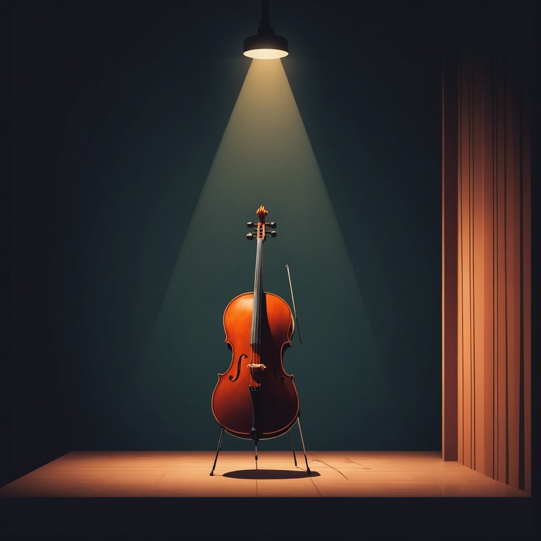 Infuse the night with midnight strings of sorrow, a composition featuring a deep, resonant cello that carries a haunting melody wrapped in darkness. The piece seamlessly blends elements of cabaret with a mystical, hypnotic backdrop, inviting listeners into a twilight world of melancholy and hidden depth.