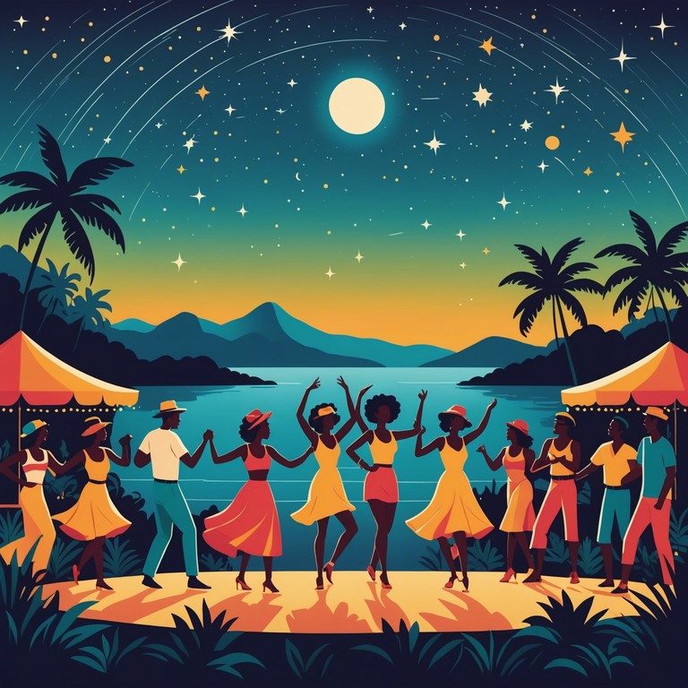 Dive into the festive vibe of the caribbean with each note playing a story of culture and celebration, embodyed in the energetic beats of calypso. Perfect for bringing brightness and a festive mood to any moment. Reflects a night where the stars twinkle in sync with the vibrant beats of the islands.