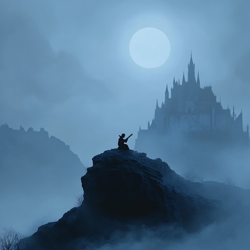 An evocative instrumental piece that captures the melancholy and mystery of a lone troubadour wandering ancient lands, his haunting melody echoing through misty valleys and forgotten castles.