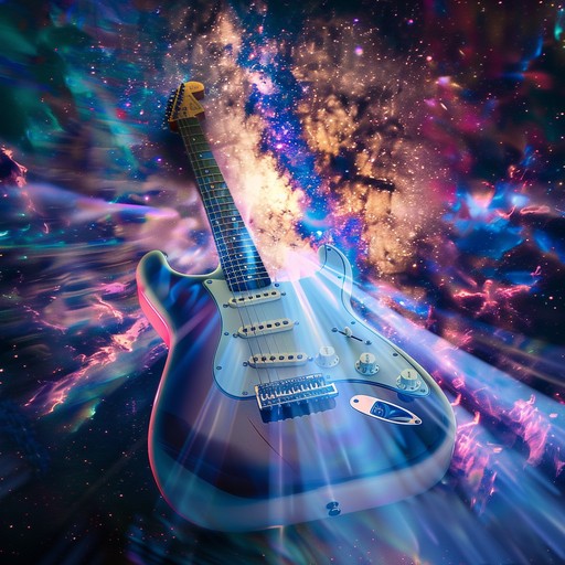 A grand, festive instrumental journey through the cosmos featuring epic guitar solos, celestial synths, and powerful drum rhythms. The music embodies the spirit of discovery and triumph in an expansive, otherworldly atmosphere.