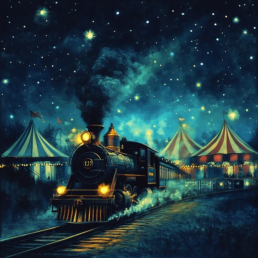 A fast paced instrumental polka capturing the excitement of a daring escape on a circus train, blending traditional polka rhythms with dynamic orchestration to create an exhilarating musical journey.