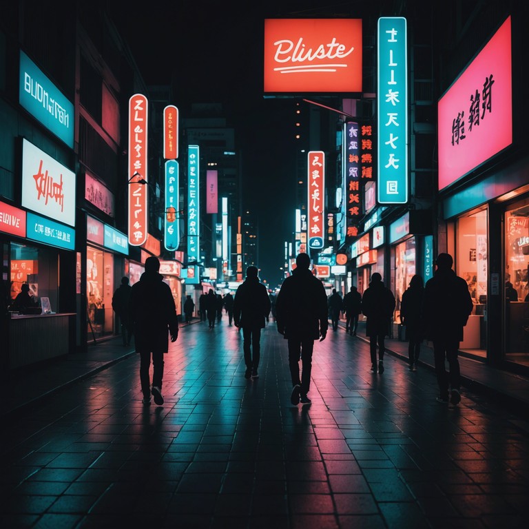 This song captures the essence of a neon lit urban landscape at night, evoking images of bustling city life under the glow of streetlights. The track combines edgy electronic beats with atmospheric sounds to create a mood that is both exhilarating and slightly ominous, reflecting the dual nature of city life after dark.