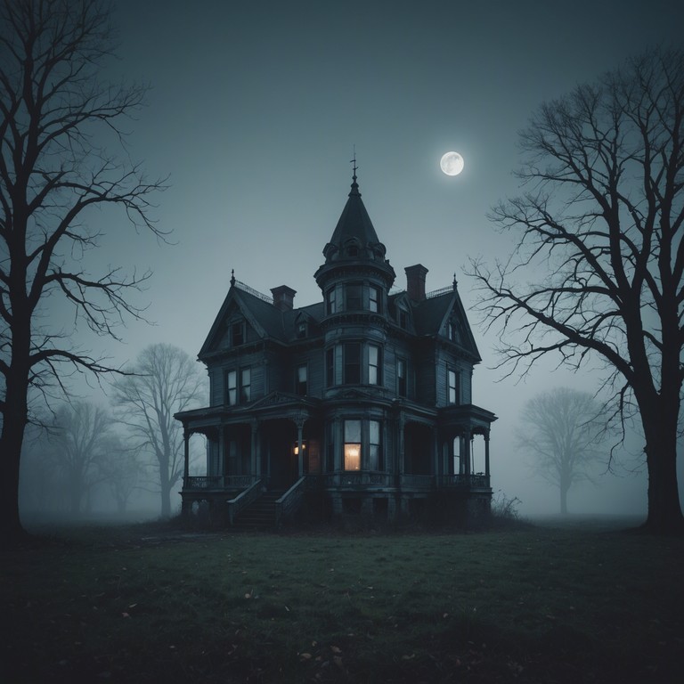 As twilight deepens, the remnants of a once lavish estate whisper secrets of past tragedies and unspoken horrors, inviting a deep, unsettling contemplation that mirrors the darkness around.