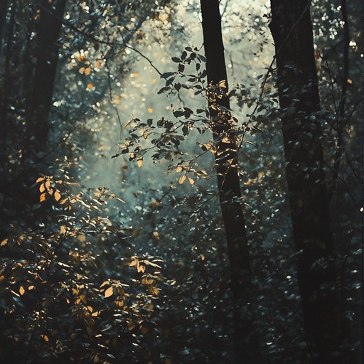 Music that takes you on an inward journey through quiet woodland paths, combining calming acoustic guitar and light ambient whispers, enhancing tranquility and thoughtful introspection